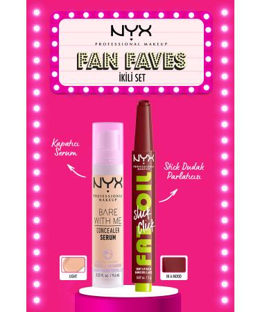 NYX Professional Makeup Bare With Me Concealer Serum 02 Light & Fat Oil Slick Click Shine Lip Balm - 11 In a Mood