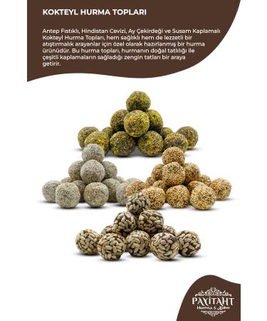 Payitaht Hurma Cocktail Date Balls with Pistachio Coconut Sunflower Seeds and Sesame Coating 400gr - Buy Online on GoSupps.com