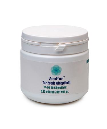 ZeoPur Zeolite Clinoptilolite Powder 250 gr. 010 Micron. Production Place Permit Number is in the Description.