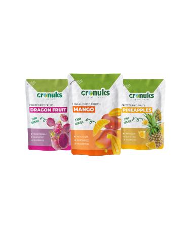 Cronuks Freeze Dried 3-Pack Tropical Fruits Mango - Pineapple - Dragon Fruit 16gr X 3 - Buy Online on GoSupps.com