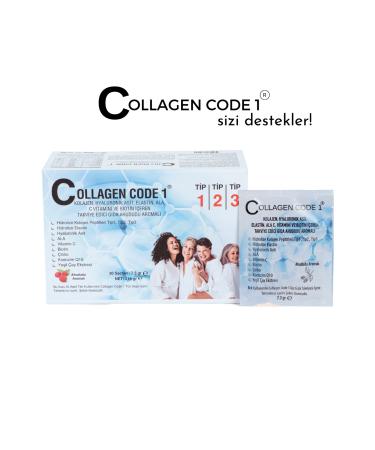 Collagen-Code 1 3 Types Hydrolyzed Collagen/FOOD SUPPLEMENT Containing Collagen Elastin Biotin Hyaluronic Acid & Vitamin - Buy Online on GoSupps.com