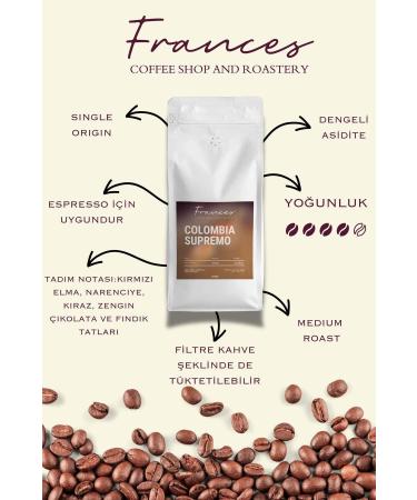 FRANCES Colombia Supremo 1kg - Intense and Balanced Coffee Taste High Quality Arabica Beans - Buy Online on GoSupps.com