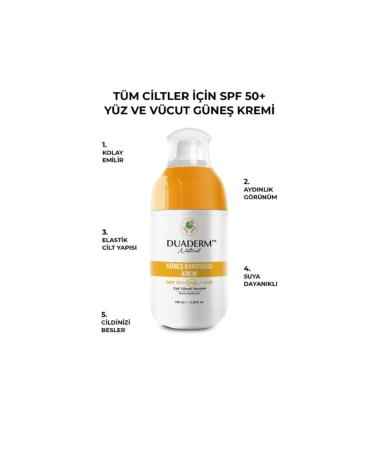 Duaderm Natural New Filtered Vitamin C New Face and Body Sun Cream SPF50+ (Vitamin C + UVA/UVB) 100ml - Buy Online on GoSupps.com