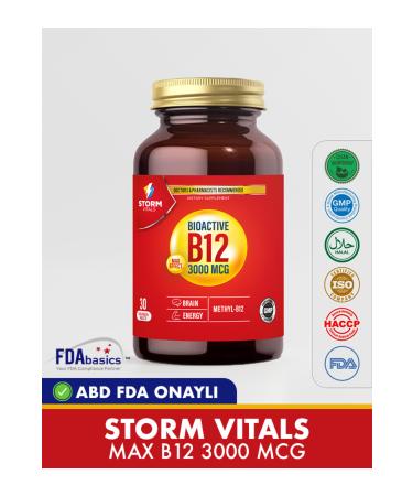 STORM VITALS Vitamin B12 3000 Mcg 30 Sublingual Tablets