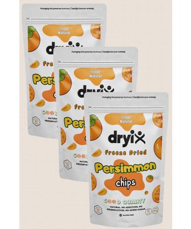 Dryix 3 Packs of Dried Persimmon 20 Gr Freeze Dried Crispy Fruit Chips