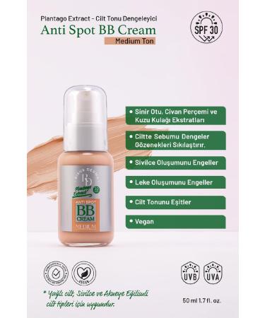RD RISUS DERMA Anti Spot BB Cream/Medium/Vegan/Anti-acne and acne for oily skin/Anti-stain/SPF30