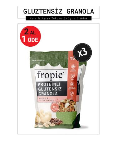 FROP E Protein Gluten Free Granola - Cashew & Flaxseed 240gr x 3 Pieces
