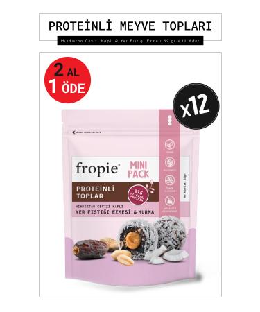 FROPIE Mini Vegan Protein Fruit Balls - Coconut Coated & Peanut Butter 32 gr x 12 Pieces