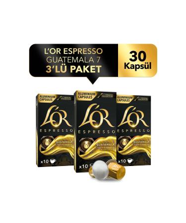 L'OR Espresso Origin Guatemala Nespresso Compatible Aluminum Coffee Capsules 30 Pieces (10 X 3 PACKS)
