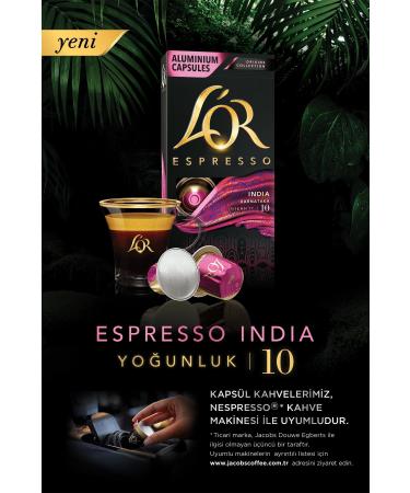 L'OR Espresso Origin India Nespresso Compatible Aluminum Coffee Capsules 30 Pieces (10 X 3 Pack) - Buy Online on GoSupps.com