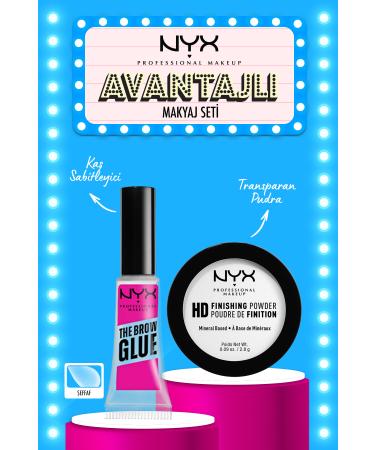 NYX Professional Makeup The Brow Glue Instant Brow Styler - Transparent Eyebrow Fixing Mascara & High Definition Mini Powder