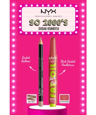 NYX Professional Makeup Slim Lip Pencil Nude Truffl Lip Pencil & Slick Click Shine Lip Balm 03 No Filter Needed