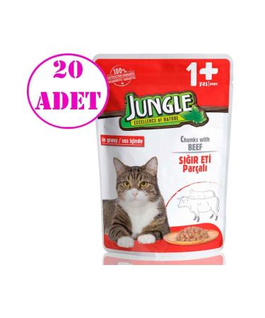 Jungle Cat Wet Food with Steak and Gel 100 gr 20 Pcs