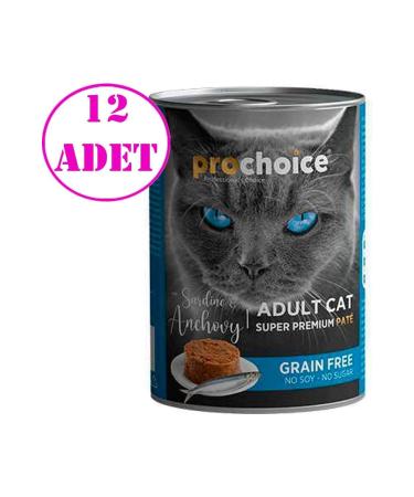 Pro Choice Pro Choice Grain-Free Sardine and Anchovy Pate Adult Cat Canned Food 400 Gr 12 Pieces