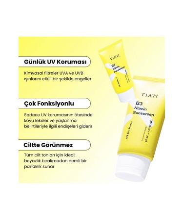 T AM B3 Niacin Sunscreen Spf50 Pa 50ml - Anti-Dark Spot Niacinamide Daily Face Sunscreen - Buy Online on GoSupps.com