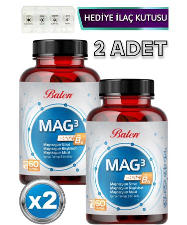 Balen Mag 3 Magnesium Citrate & Bisglycinate & Malate 679 Mg x60 Capsules x2 Pieces