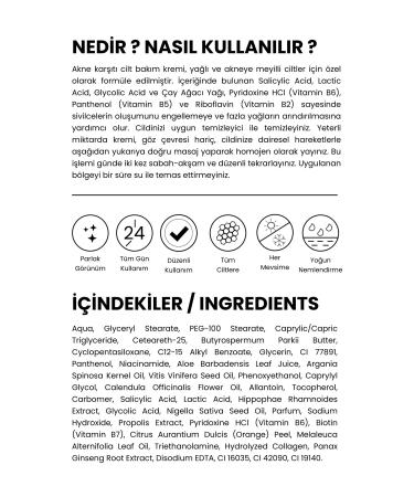 nefin beauty Anti-Acne Cream Balancing Tea Tree Oil Salicylcic Acid Niacinamide Lactic Acid For All Skin - Buy Online on GoSupps.com