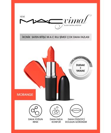 Mac Impressive Plump Look Nourishing Satin Finish Lipstick-MORANGE 3.5GM Demb.1962
