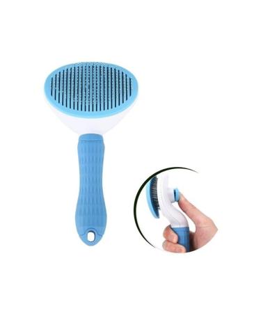 ES ELEGANS Cat Dog Hair Collector Self-Cleaning Ergonomic Handle Pet Comb Blue