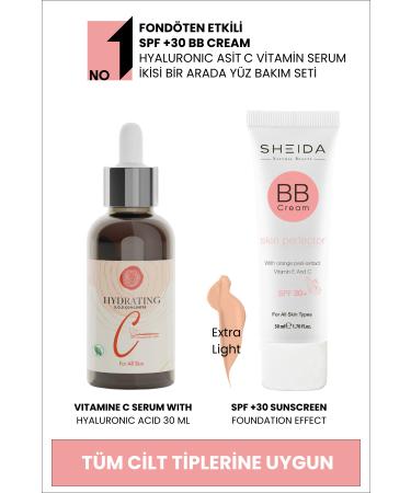 Sheida BB Cream High Coverage and Hyaluronic Acid Vitamin C Concentrate Serum Care Set