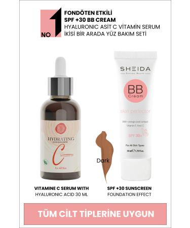 Sheida BB Cream High Coverage and Hyaluronic Acid Vitamin C Concentrate Serum Care Set