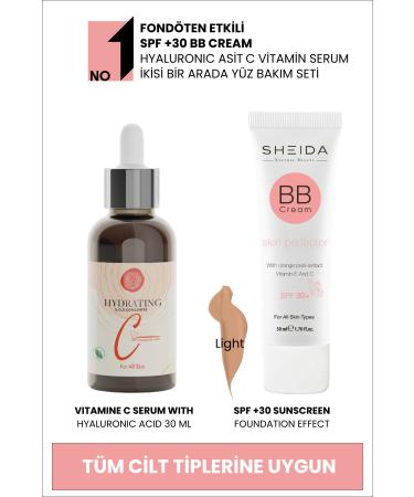 Sheida BB Cream High Coverage and Hyaluronic Acid Vitamin C Concentrate Serum Care Set