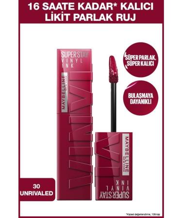 Maybelline New York Super Stay Vinyl Ink Long-Lasting Liquid Glossy Lipstick 30 Unrivaled