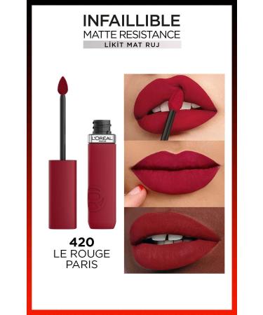 L'Oreal Paris Infaillible Matte Resistance Liquid Matte Lipstick - 420 Le Rouge Paris - Buy Online on GoSupps.com