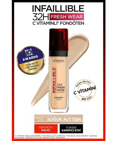 L'Oreal Paris L'Or al Paris Infaillible 32H Fresh Wear Vitamin C Foundation - 130 True Beige Concealer