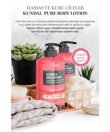 Kundal Moisturizing and Nourishing Body Lotion KUNDAL Honey & Macadamia Pure Body Lotion (Pink Grapefruit) - Buy Online on GoSupps.com