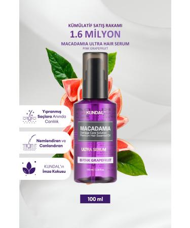 Kundal Dry and Damaged Hair Repairing Care Serum KUNDAL Macadamia Ultra Hair Serum (Pink Grapefruit)