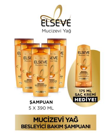 Elseve 5-Piece 390ml Miraculous Oil Nourishing Care Shampoo + 175ml Hair Conditioner Set