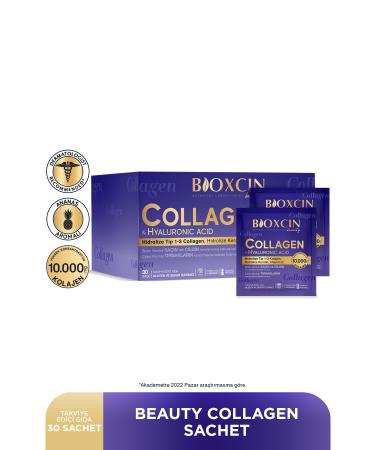 Bioxcin Beauty Collagen Powder 30 Sachets X 10 000 Mg Type 1 - Type 3 Hydrolyzed Collagen - Keratin
