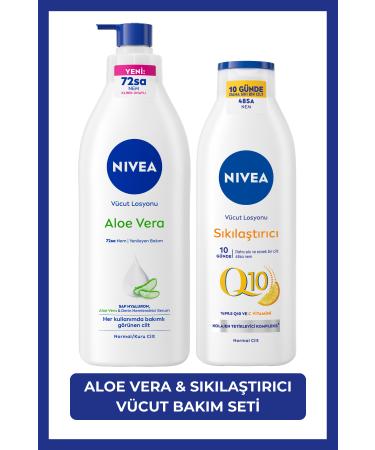 NIVEA Q10 Firming Vitamin C Body Lotion 250ml and Aloe Vera Deep Moisturizing Serum Lotion 400ml