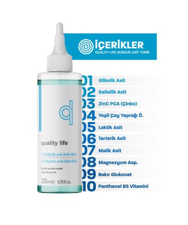 Quality Life Glycolic Acid Toner - AHA BHA - Pore Tightening Dead Skin Remover Purifying Face Cleanser - Buy Online on GoSupps.com
