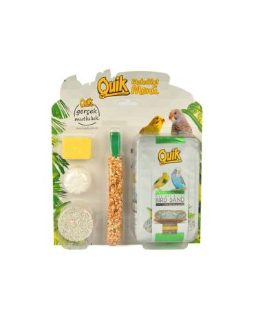 Quik Budgie Menu Bird Cracker Peck Stone and Sand Set (1 PACK)