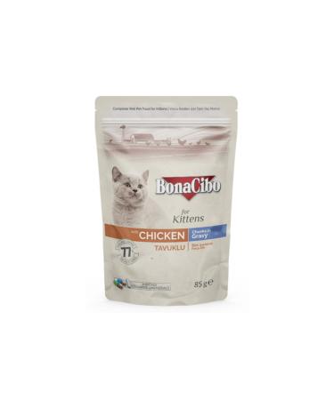BonaCibo Sauced Chicken Pouch Kitten Cat Wet Food 85 Gr X 12 Pieces