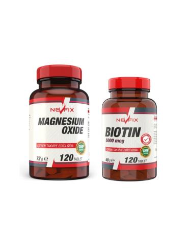 Nevfix Magnesium 250 Mg 120 Tablets Biotin 5000 Mcg 120 Tablets