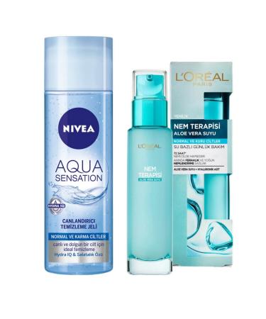 NIVEA Aqua Sensation Refreshing Cleansing Gel and Loreal Moisture Therapy Aloe Vera Juice Normal-Dry Skin