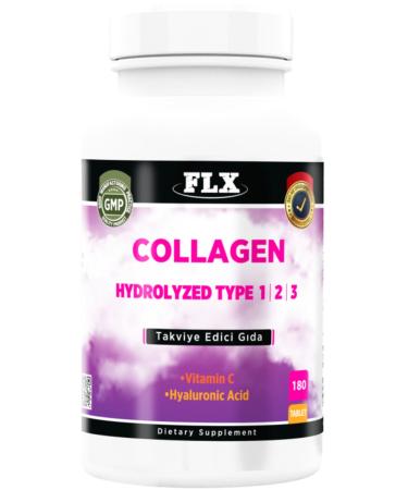 FLX Collagen Type Collagen Type 1-2-3 Hyaluronic Acid Vitamin C 180 Tablets