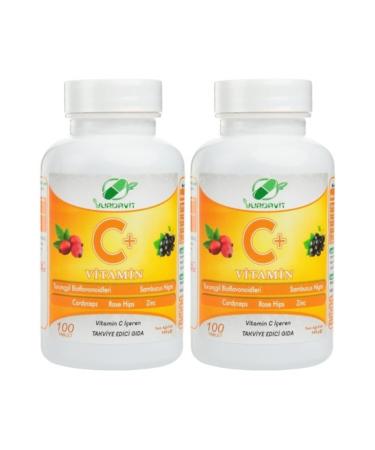 Yurdavit Vitamin C 1000 Mg Rosehip Elderberry Zinc Citrus Bioflavonoids Cordyceps 2 Pieces 100 Tablets