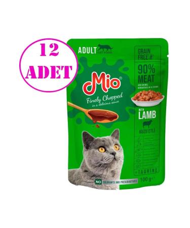 Mio Mio Cat Wet Food Lamb Meat 100 Gr 12 AD