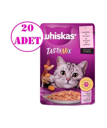 Whiskas Tasty Mix Salmon Carrot Cat Food 85 gr 20 Pieces