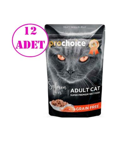 Pro Choice Pouch Grain-Free Canned Cat Food with Jelly Salmon and Liver 85 gr 12 Pcs