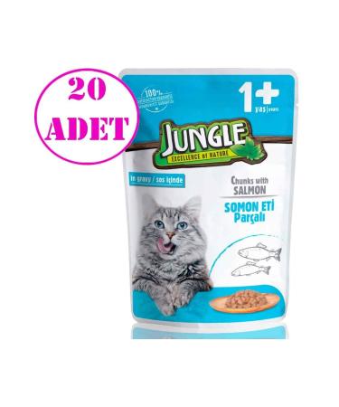 Jungle Cat Wet Food with Salmon and Gel 100 gr 20 Pcs