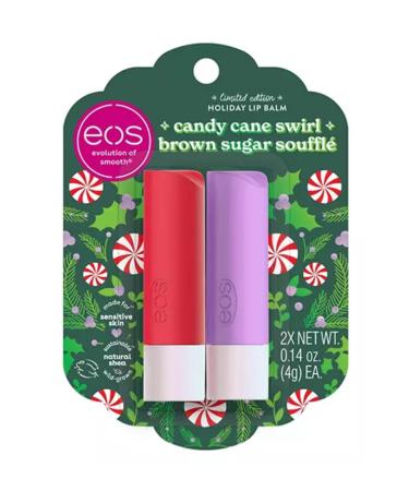 Eos Candy Cane Swirl + Brown Sugar Souffle 2x4g.