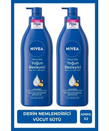 NIVEA Intensive Nourishing Body Milk 400ml Very Dry Skin Hyaluron Deep Moisturizing Body Care x2pet