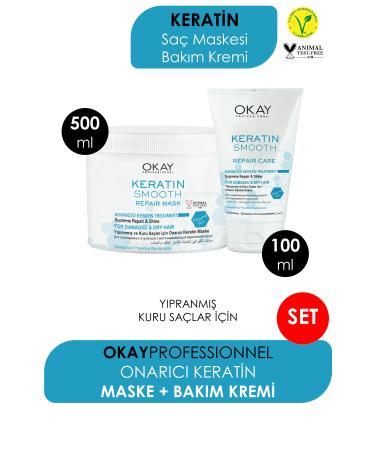 Okay Smooth Keratin Repair Care Mask 500ml and Keratin Care Cream 100ml