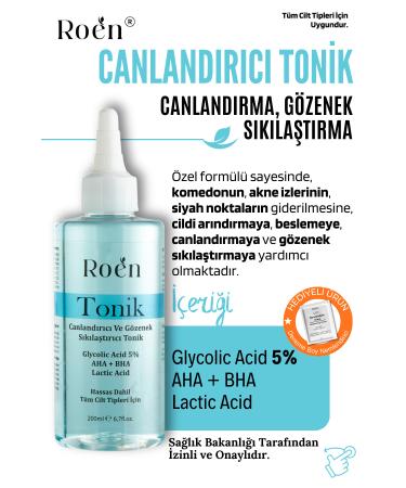 Roen Tonic Anti-Comedone Revitalizer Pore Tightener Aha Bha Glycolic Acid 5% Tonic 200 ml