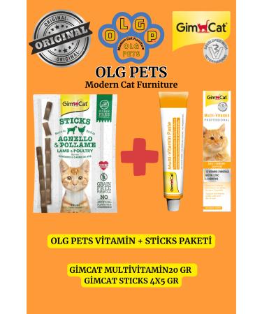 OLGPETS Gimcat Cat Vitamin and Reward Stick (Gimcat Multivitamin 20 gr + Gimcat Sticks 4 x 5 Gr)